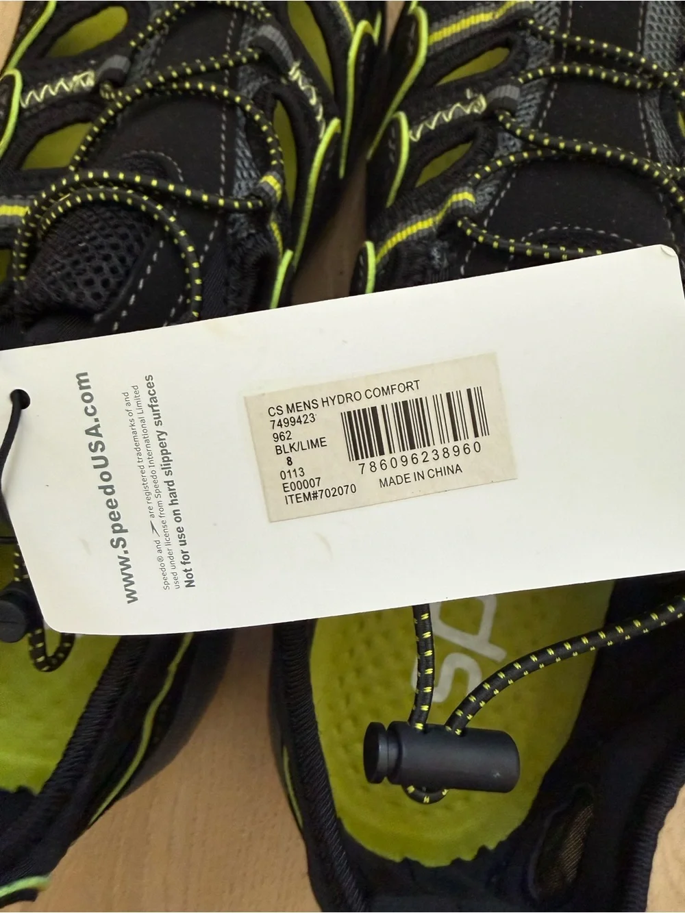 NWT Speedo Men’s Black & Lime Water Shoes Hydrocomfort size 8